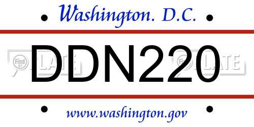 DDN220 District Of Columbia License Plate