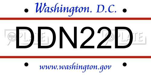DDN22D District Of Columbia License Plate