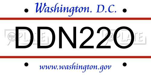 DDN22O District Of Columbia License Plate