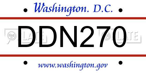 DDN270 District Of Columbia License Plate