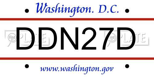 DDN27D District Of Columbia License Plate