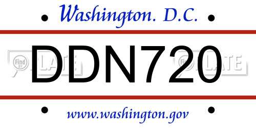 DDN720 District Of Columbia License Plate