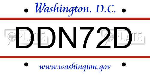DDN72D District Of Columbia License Plate