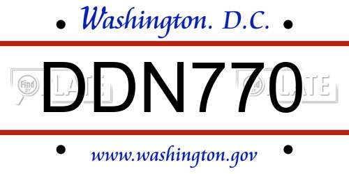 DDN770 District Of Columbia License Plate