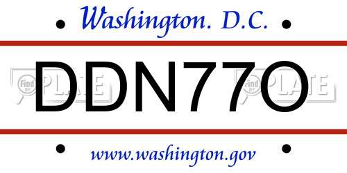 DDN77O District Of Columbia License Plate