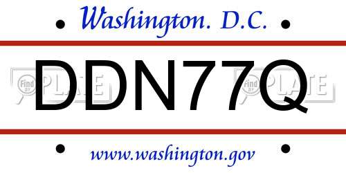 DDN77Q District Of Columbia License Plate
