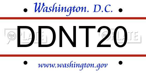 DDNT20 District Of Columbia License Plate