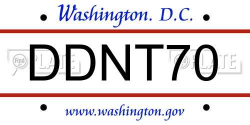 DDNT70 District Of Columbia License Plate