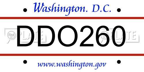 DDO260 District Of Columbia License Plate