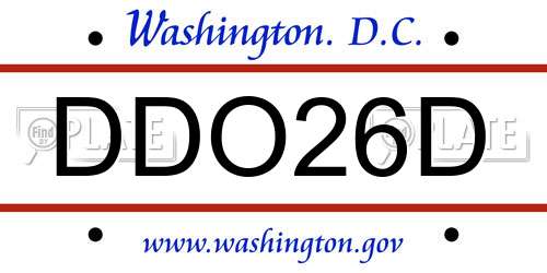 DDO26D District Of Columbia License Plate
