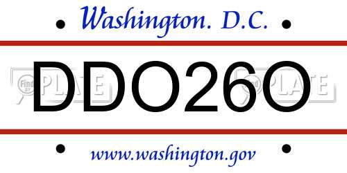 DDO26O District Of Columbia License Plate