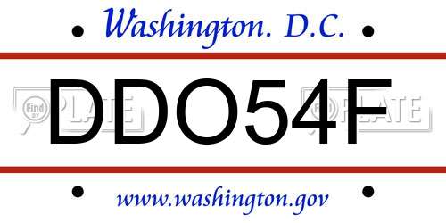 DDO54F District Of Columbia License Plate