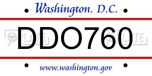 DDO760 District Of Columbia License Plate