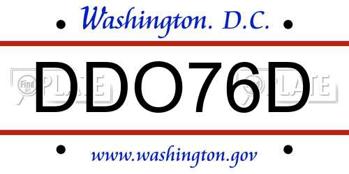 DDO76D District Of Columbia License Plate
