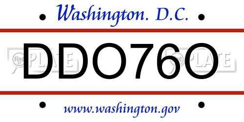 DDO76O District Of Columbia License Plate