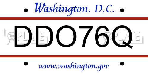 DDO76Q District Of Columbia License Plate