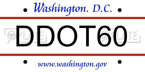 DDOT60 District Of Columbia License Plate