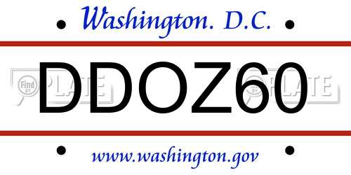 DDOZ60 District Of Columbia License Plate
