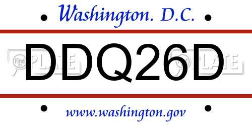 DDQ26D District Of Columbia License Plate