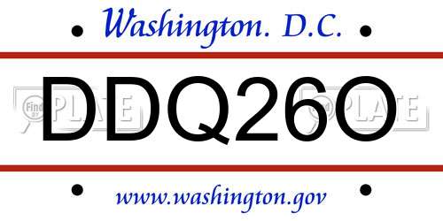 DDQ26O District Of Columbia License Plate