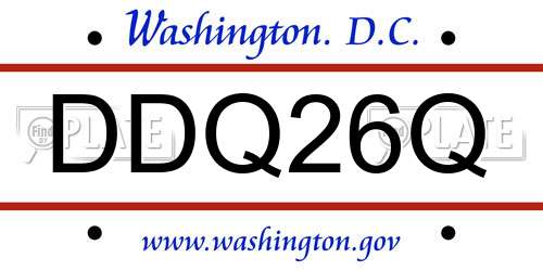 DDQ26Q District Of Columbia License Plate