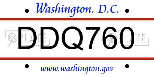DDQ760 District Of Columbia License Plate