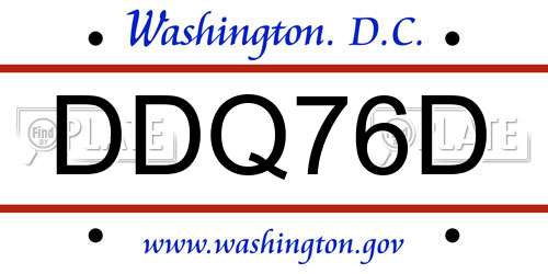 DDQ76D District Of Columbia License Plate