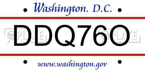 DDQ76O District Of Columbia License Plate