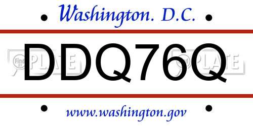 DDQ76Q District Of Columbia License Plate