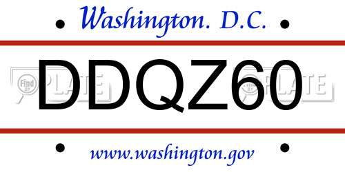 DDQZ60 District Of Columbia License Plate