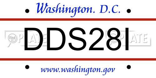 DDS28I District Of Columbia License Plate