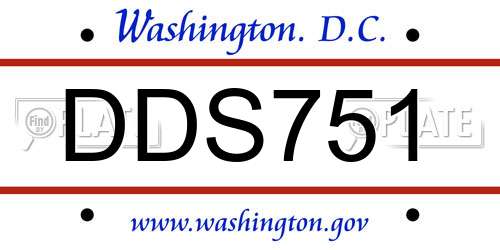 DDS751 District Of Columbia License Plate