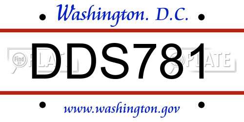 DDS781 District Of Columbia License Plate