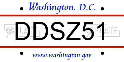 DDSZ51 District Of Columbia License Plate