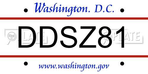 DDSZ81 District Of Columbia License Plate