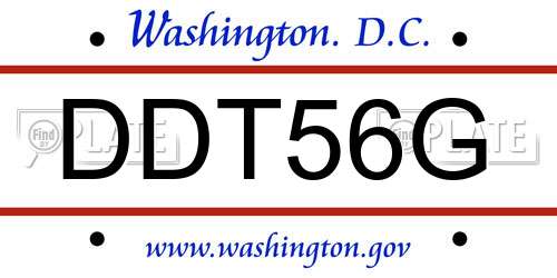 DDT56G District Of Columbia License Plate
