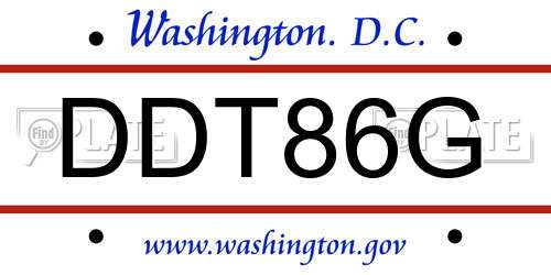 DDT86G District Of Columbia License Plate
