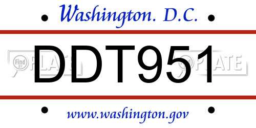 DDT951 District Of Columbia License Plate
