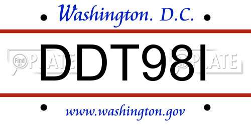 DDT98I District Of Columbia License Plate
