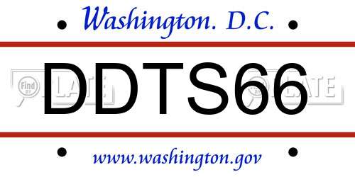 DDTS66 District Of Columbia License Plate