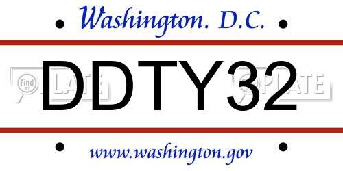 DDTY32 District Of Columbia License Plate
