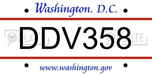 DDV358 District Of Columbia License Plate