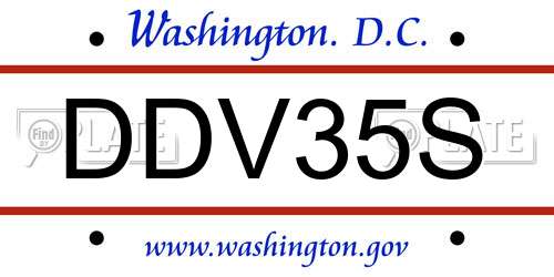 DDV35S District Of Columbia License Plate