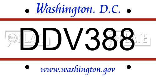 DDV388 District Of Columbia License Plate