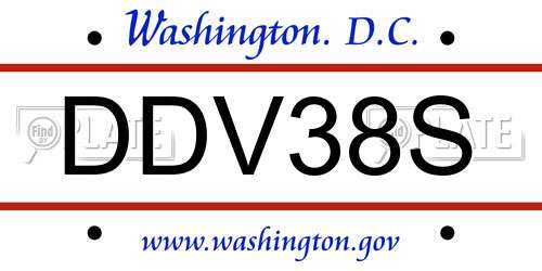 DDV38S District Of Columbia License Plate