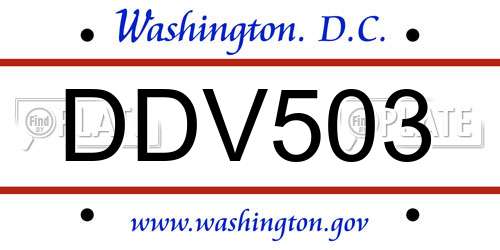 DDV503 District Of Columbia License Plate