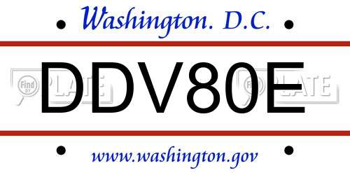 DDV80E District Of Columbia License Plate