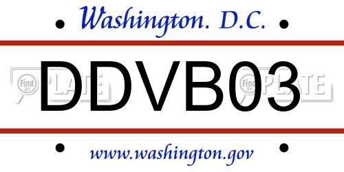 DDVB03 District Of Columbia License Plate