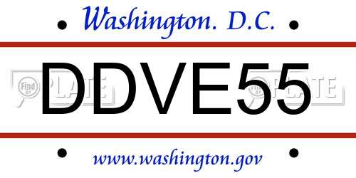 DDVE55 District Of Columbia License Plate