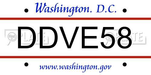 DDVE58 District Of Columbia License Plate